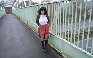 18 year old girl Agnes uncovers her perky tits as she gets completely naked